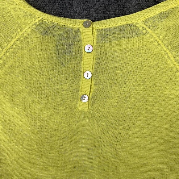 Cynthia Rowley Linen Blend Sweater Women M Yellow Light Weight Knit 3/4 Sleeve - Picture 5 of 9